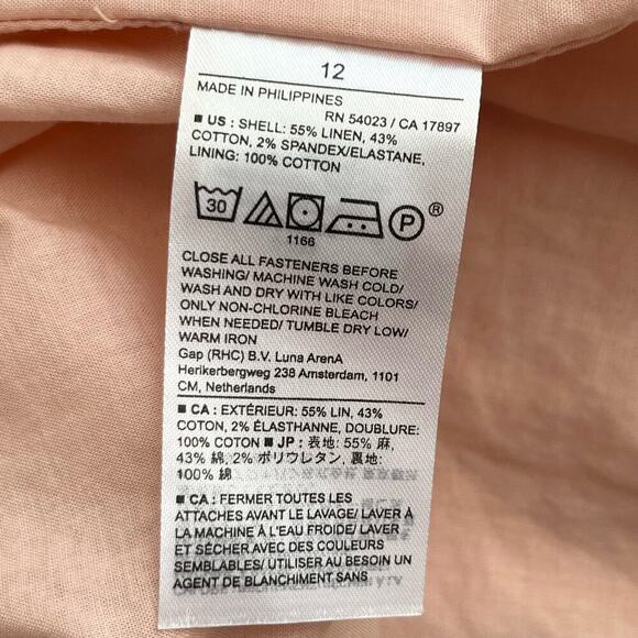 Banana Republic Linen Cotton Midi Skirt‎ Herringbone Sunwashed Pink, Size 12 - Picture 11 of 11